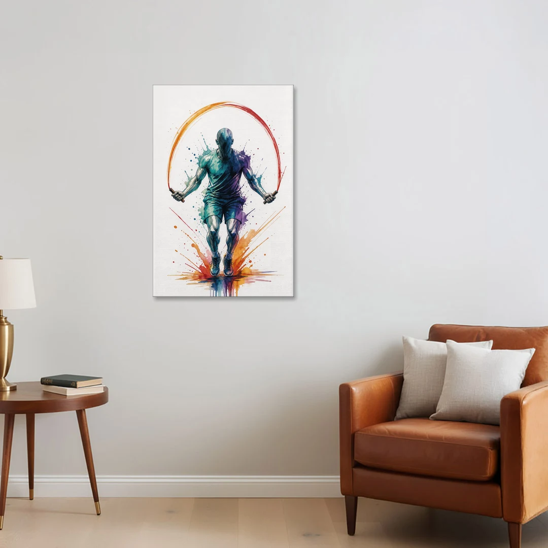 Fitness Wall Art Skipping Rope in Full Arc - Canvas Wall Art - Sofa - 24x36