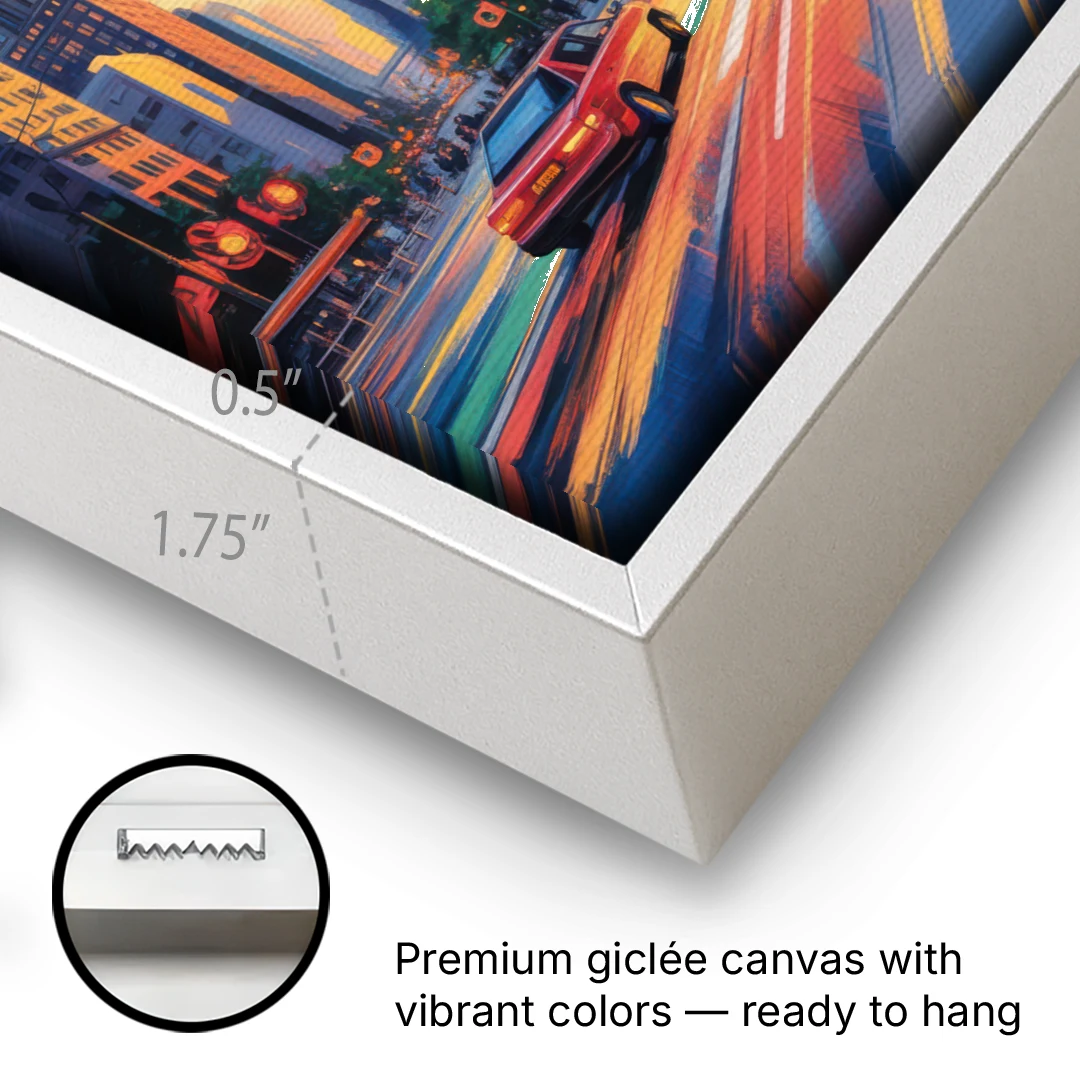 Flatiron Building Landmark - White Framed Canvas Wall Art - Gallery Wrap Corner