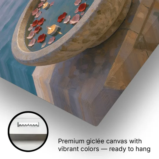 Floating Candle Basin for the Spa Bathroom - Canvas Wall Art - Gallery Wrap Corner