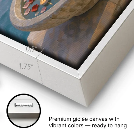 Floating Candle Basin for the Spa Bathroom - White Framed Canvas Wall Art - Gallery Wrap Corner