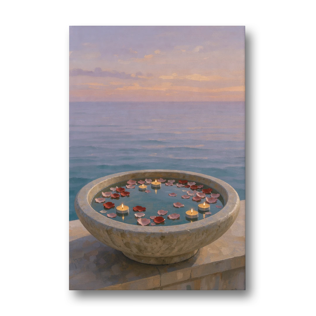 Floating Candle Basin for the Spa Bathroom - Canvas Wall Art - Front