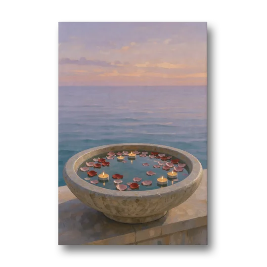 Floating Candle Basin for the Spa Bathroom - Canvas Wall Art - Front