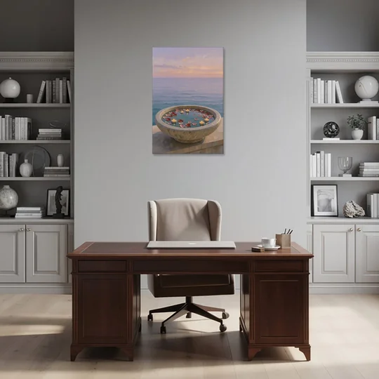 Floating Candle Basin for the Spa Bathroom - Canvas Wall Art - Office - 24x36