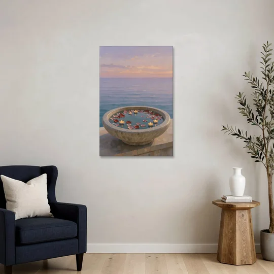 Floating Candle Basin for the Spa Bathroom - Canvas Wall Art - Sofa - 24x36