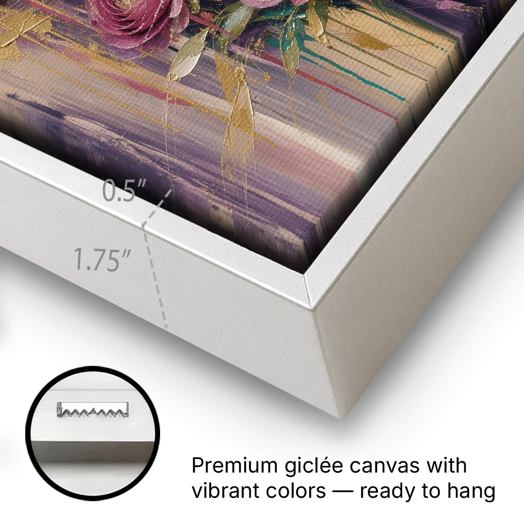 Floral Canvas Prints of Mauve and Coral Ranunculus - White Framed Canvas Wall Art - Gallery Wrap Corner