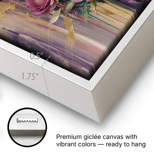 Floral Canvas Prints of Mauve and Coral Ranunculus - White Framed Canvas Wall Art - Gallery Wrap Corner