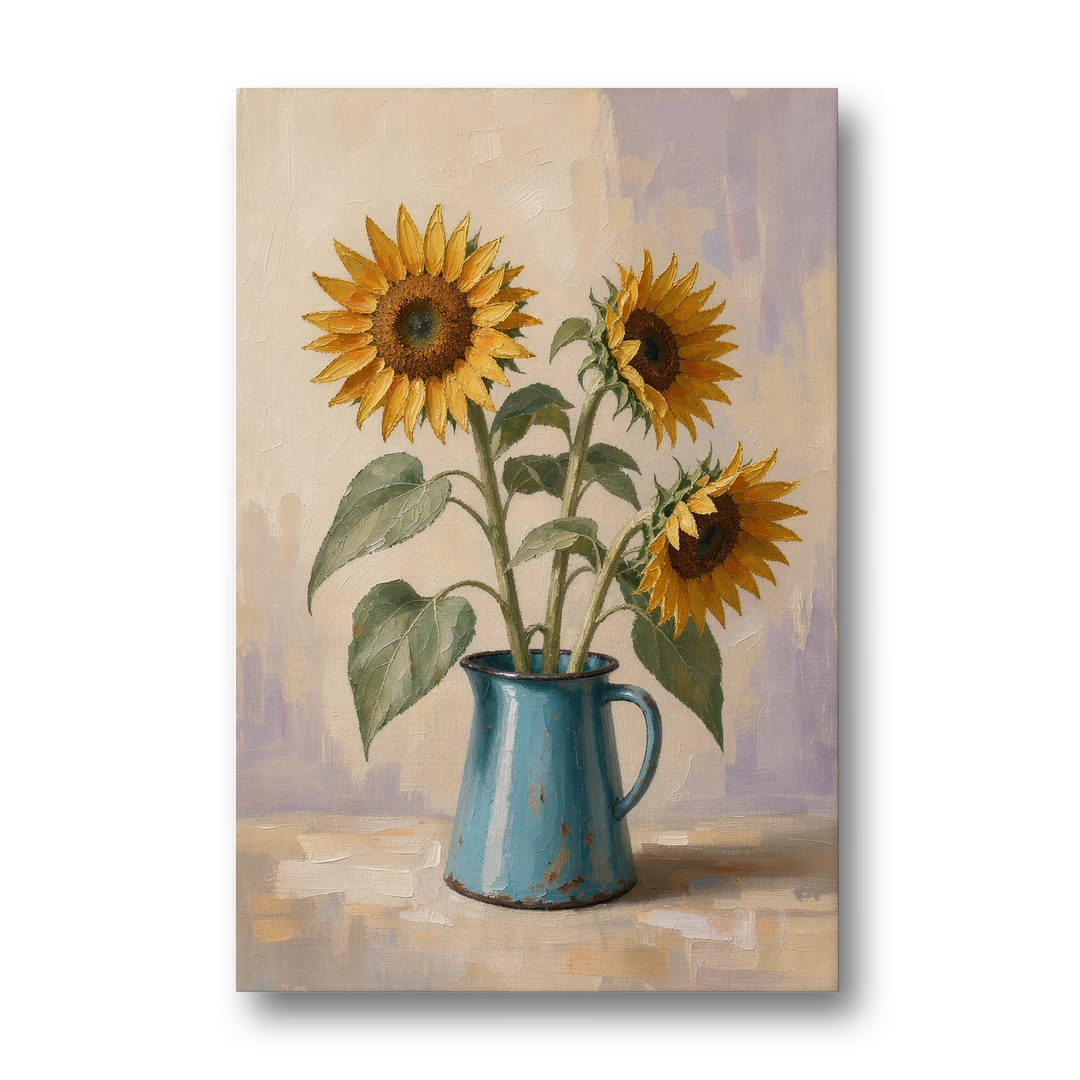 Floral Wall Art for Living Room with Sunflowers - Canvas Wall Art - Front
