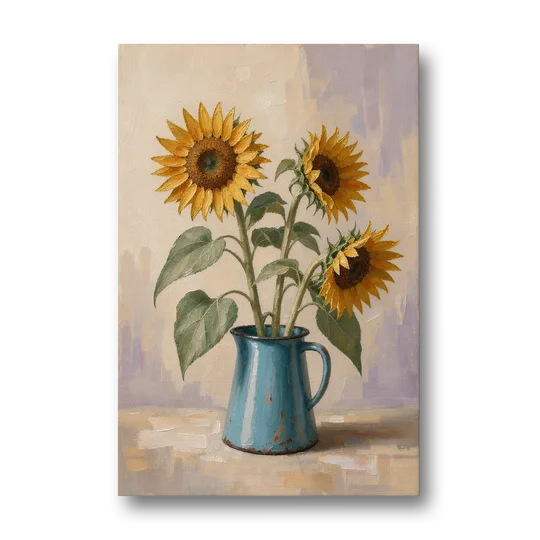 Floral Wall Art for Living Room with Sunflowers - Canvas Wall Art - Front