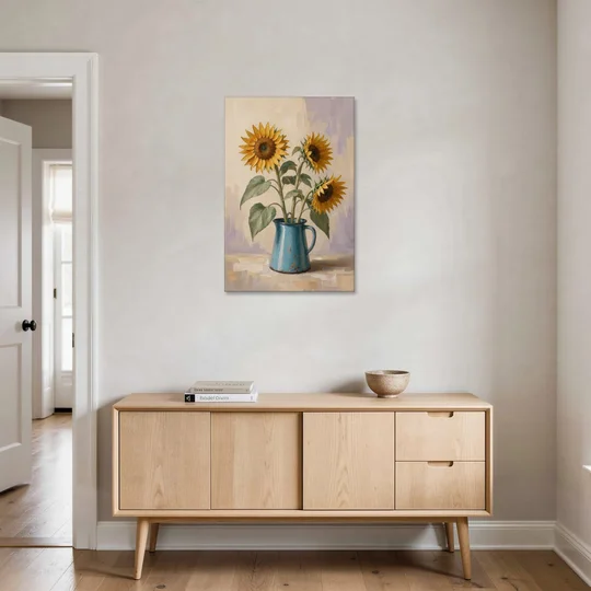 Floral Wall Art for Living Room with Sunflowers - Canvas Wall Art - Coffee Table - 24x36