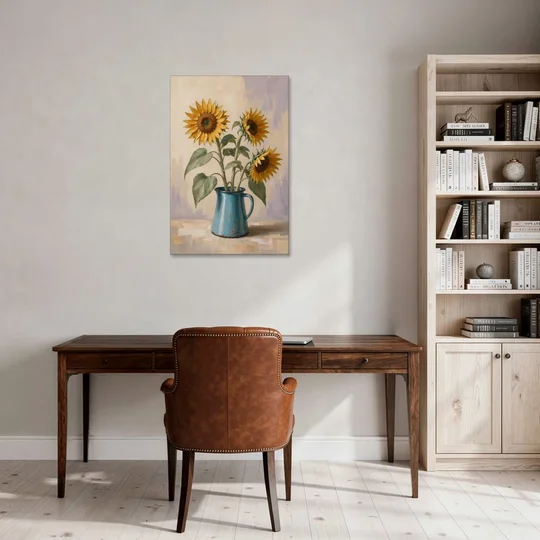 Floral Wall Art for Living Room with Sunflowers - Canvas Wall Art - Office - 24x36