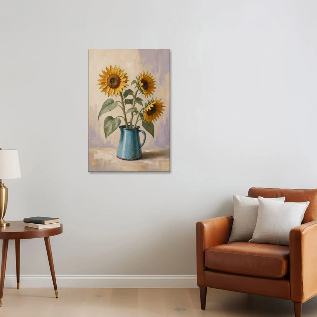 Floral Wall Art for Living Room with Sunflowers - Canvas Wall Art - Sofa - 24x36