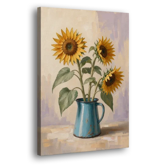 Floral Wall Art for Living Room with Sunflowers - Canvas Wall Art - Side