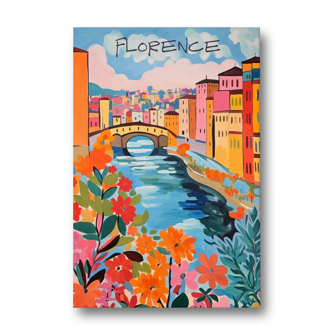 Florence Painting of the Arno in Bloom - Canvas Wall Art - Front