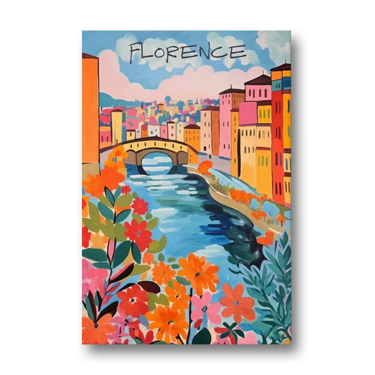 Florence Painting of the Arno in Bloom - Canvas Wall Art - Front