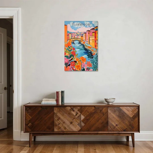 Florence Painting of the Arno in Bloom - Canvas Wall Art - Coffee Table - 24x36