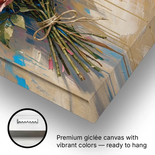 Flower Painting Canvas Sun-Faded Bouquet - Canvas Wall Art - Gallery Wrap Corner