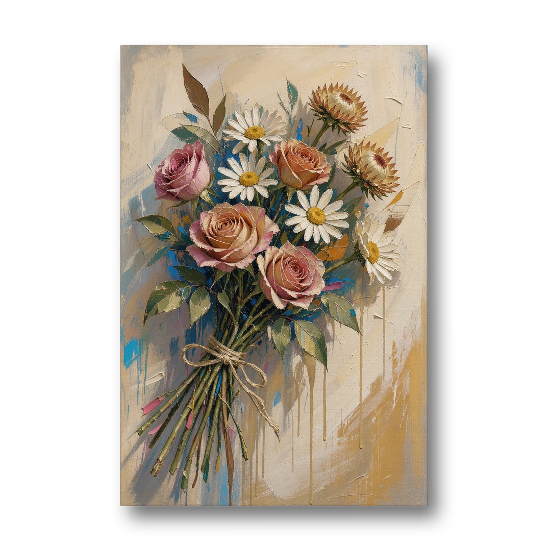 Flower Painting Canvas Sun-Faded Bouquet - Canvas Wall Art - Front