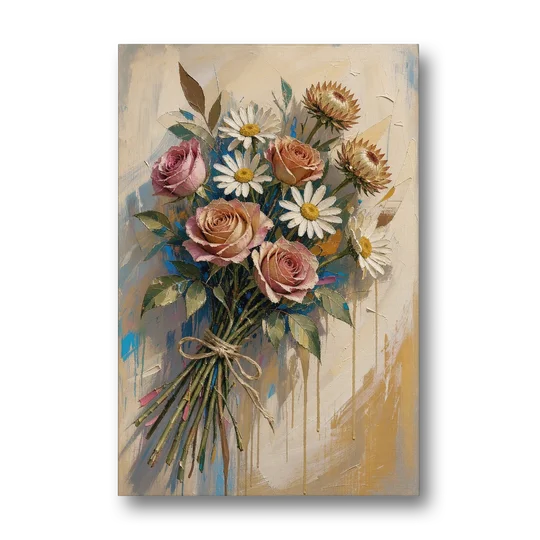 Flower Painting Canvas Sun-Faded Bouquet - Canvas Wall Art - Front