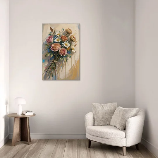 Flower Painting Canvas Sun-Faded Bouquet - Canvas Wall Art - Sofa - 24x36