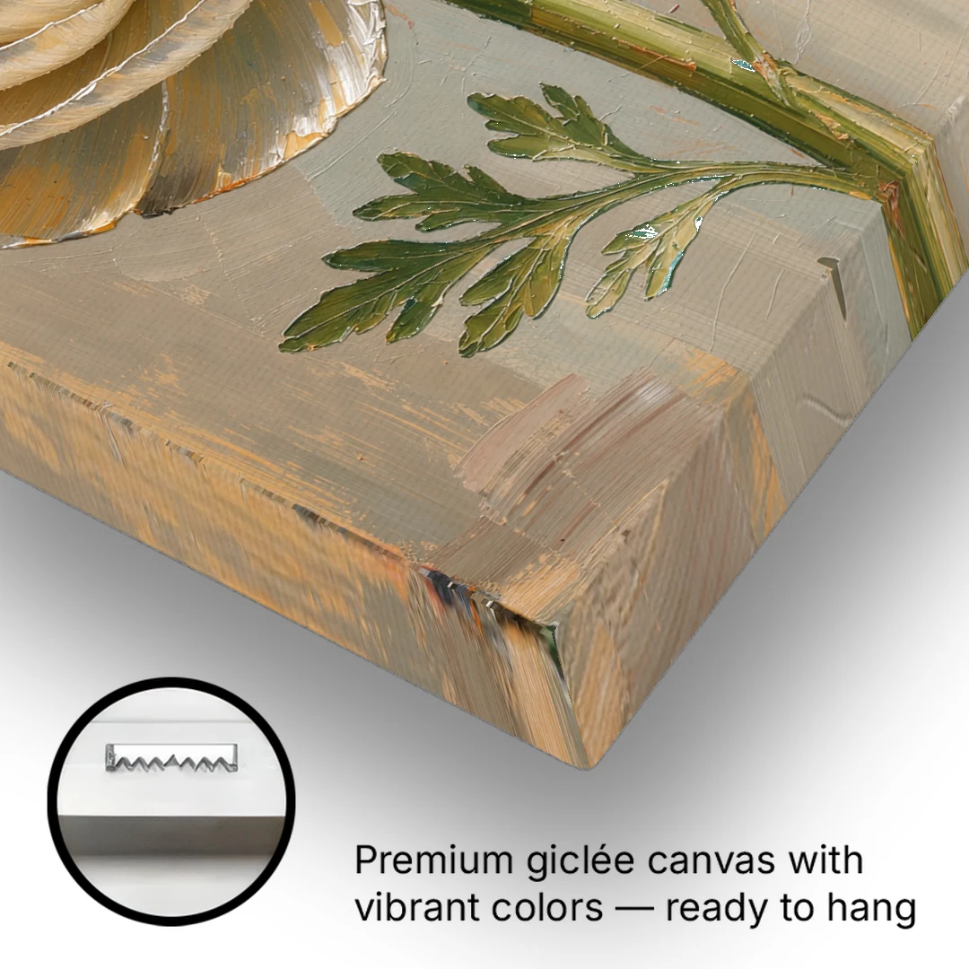 Flower Wall Art with a Cream Ranunculus - Canvas Wall Art - Gallery Wrap Corner