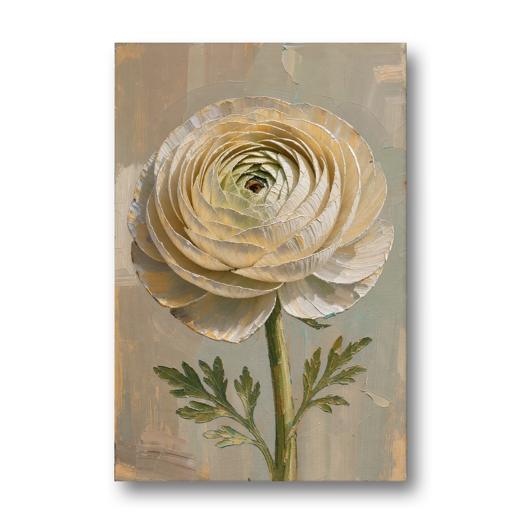 Flower Wall Art with a Cream Ranunculus - Canvas Wall Art - Front