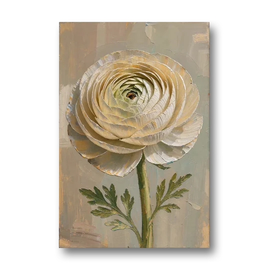 Flower Wall Art with a Cream Ranunculus - Canvas Wall Art - Front