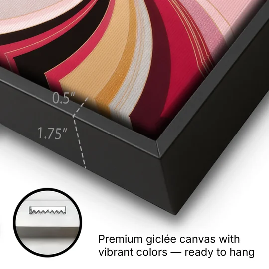 Fluid Elegance Pink Abstract - Black Framed Canvas Wall Art - Gallery Wrap Corner