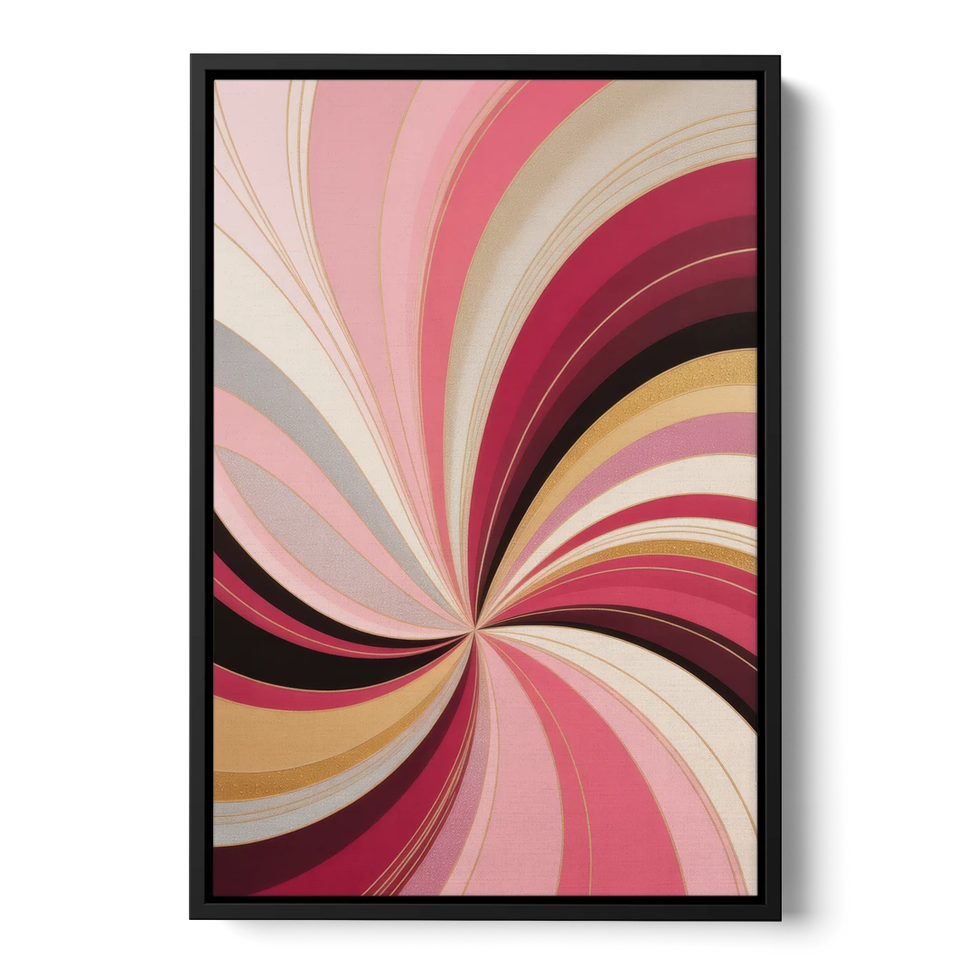 Fluid Elegance Pink Abstract - Black Framed Canvas Wall Art - Front
