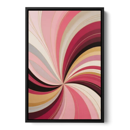 Fluid Elegance Pink Abstract - Black Framed Canvas Wall Art - Front