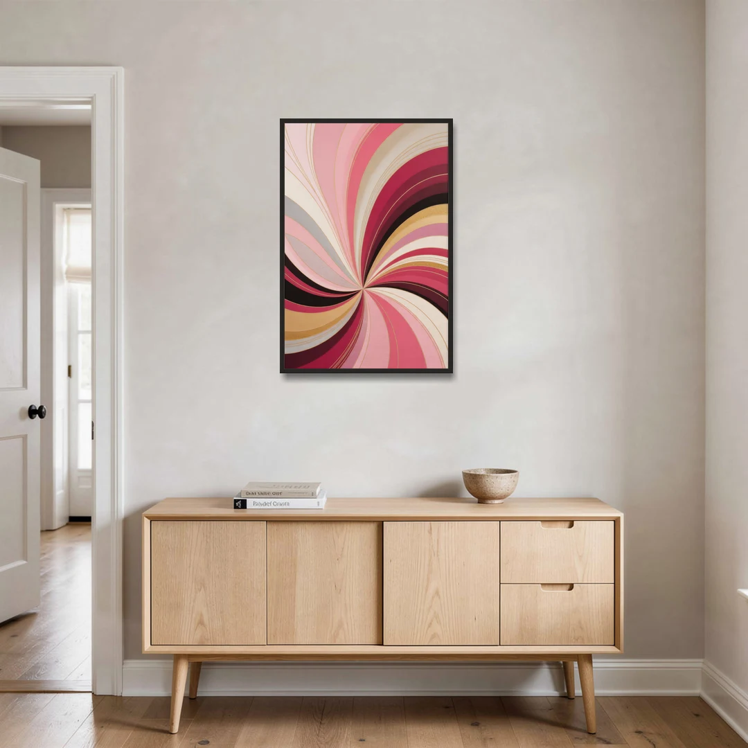 Fluid Elegance Pink Abstract - Black Framed Canvas Wall Art - Coffee Table - 24x36