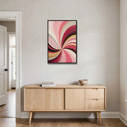 Fluid Elegance Pink Abstract - Black Framed Canvas Wall Art - Coffee Table - 24x36