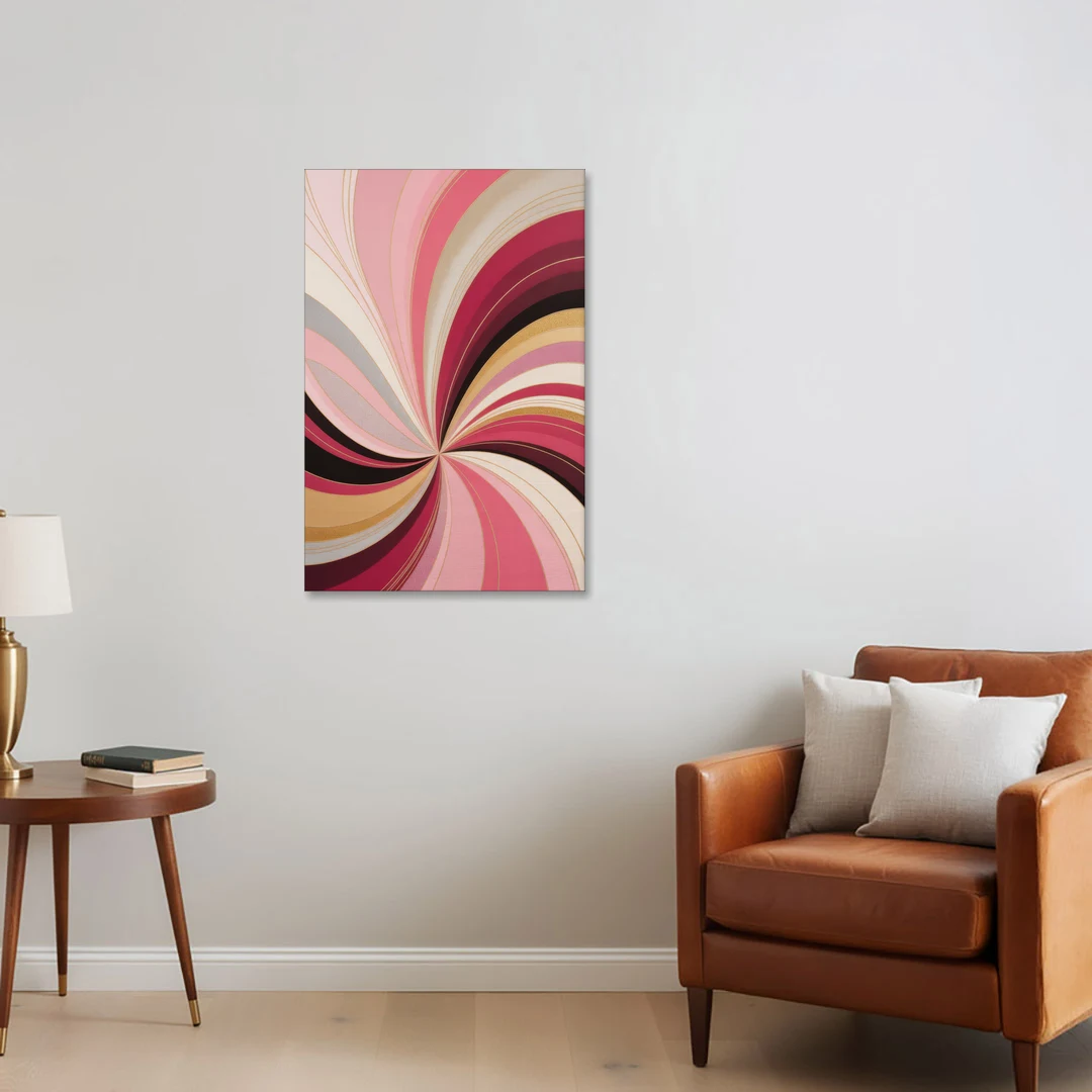 Fluid Elegance Pink Abstract - Canvas Wall Art - Sofa - 24x36