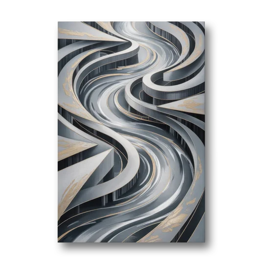 Fluid Harmony Grey Abstract - Canvas Wall Art - Front