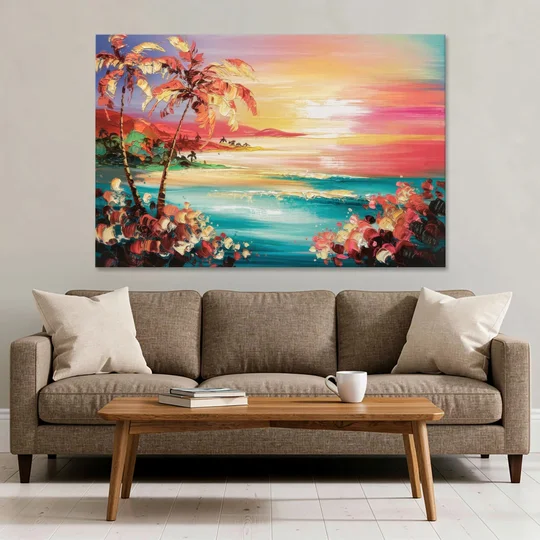 Fort Lauderdale Coastal Sunset - Canvas Wall Art - Sofa - 60x40