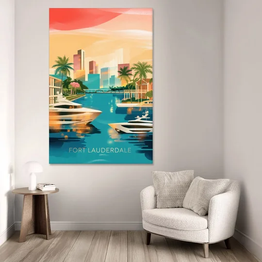 Fort Lauderdale Intracoastal Waterway - Canvas Wall Art - Sofa - 40x60