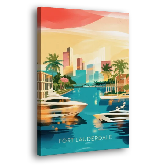 Fort Lauderdale Intracoastal Waterway - Canvas Wall Art - Side