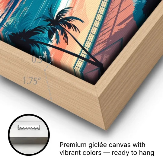 Fort Lauderdale Oceanfront Views - Oak Framed Canvas Wall Art - Gallery Wrap Corner