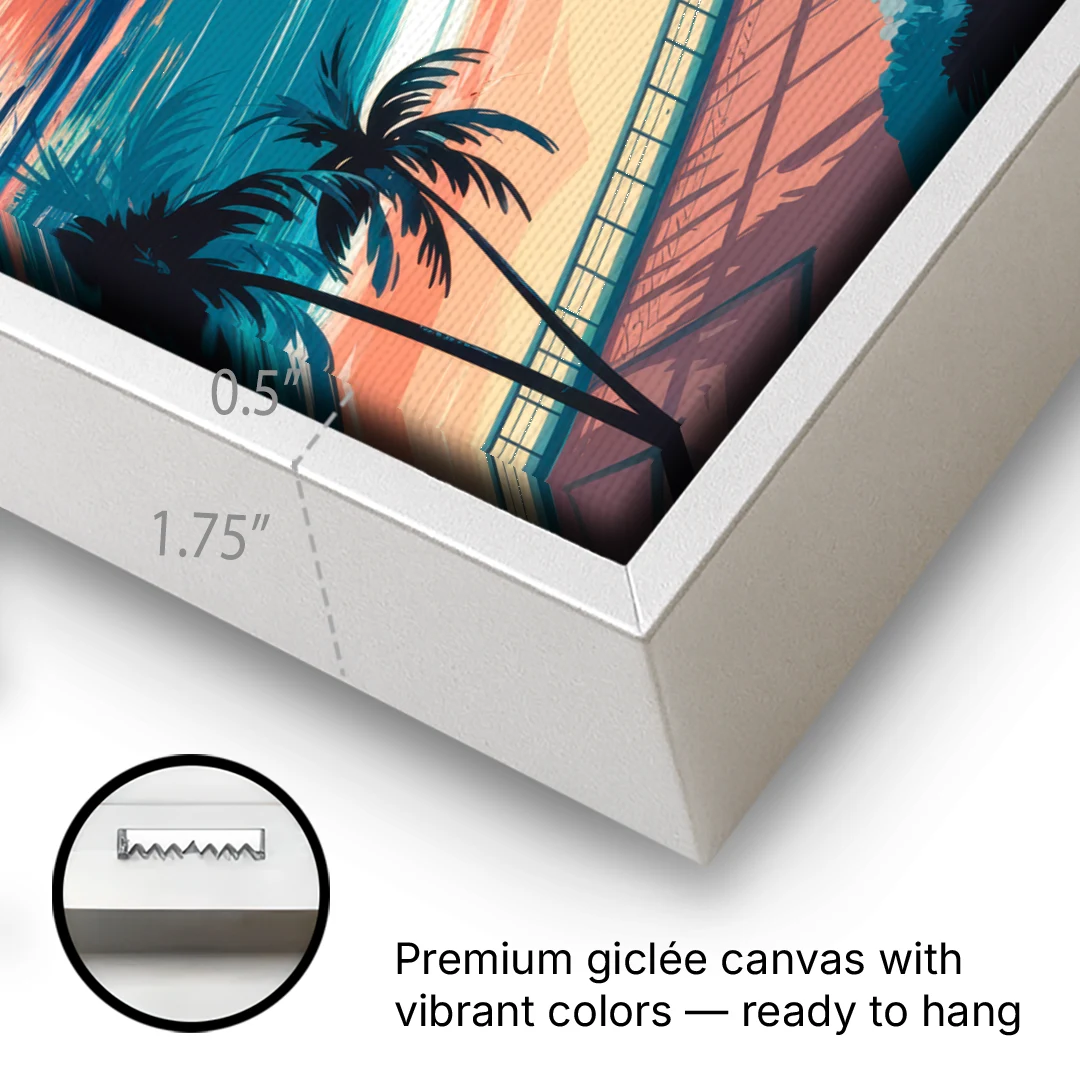 Fort Lauderdale Oceanfront Views - White Framed Canvas Wall Art - Gallery Wrap Corner