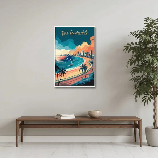 Fort Lauderdale Oceanfront Views - White Framed Canvas Wall Art - Coffee Table - 24x36