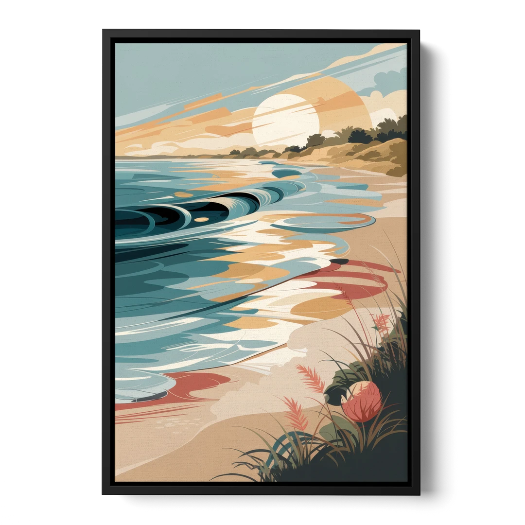 Fort Lauderdale Surf and Sand - Black Framed Canvas Wall Art - Front