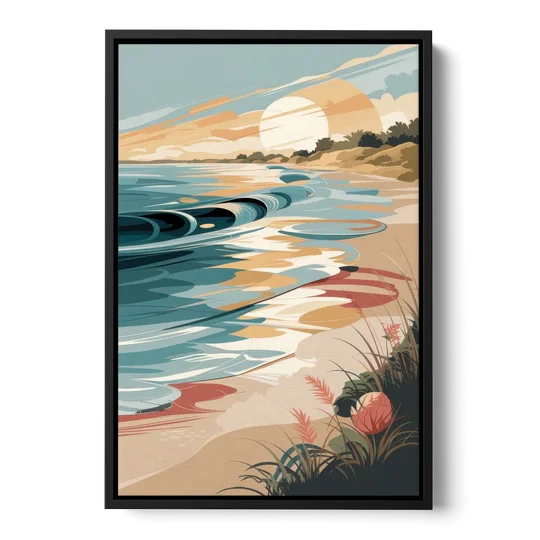 Fort Lauderdale Surf and Sand - Black Framed Canvas Wall Art - Front