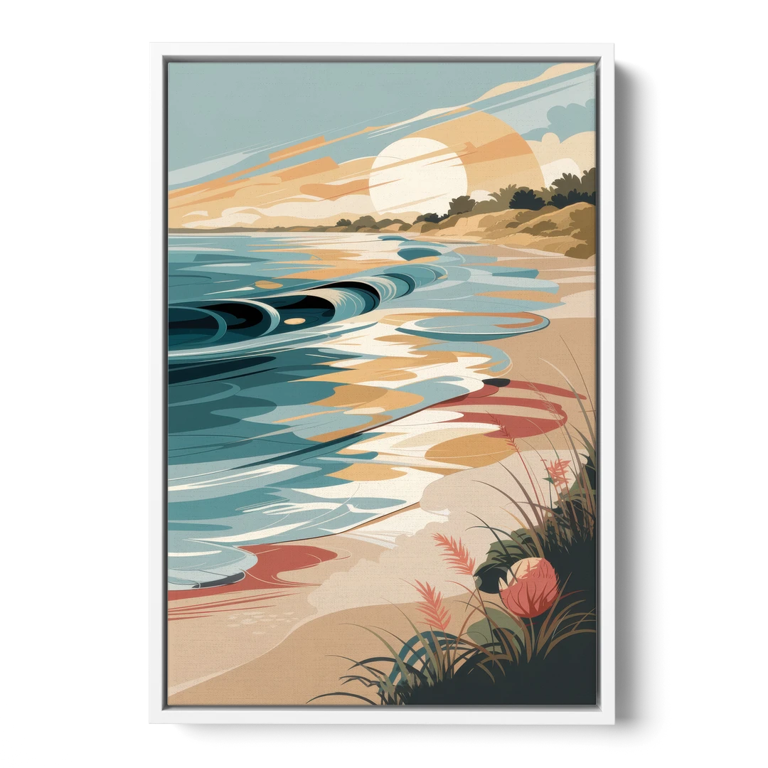 Fort Lauderdale Surf and Sand - White Framed Canvas Wall Art - Front