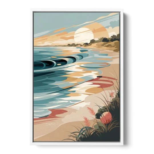 Fort Lauderdale Surf and Sand - White Framed Canvas Wall Art - Front