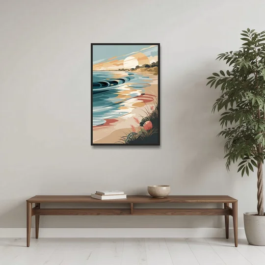 Fort Lauderdale Surf and Sand - Black Framed Canvas Wall Art - Coffee Table - 24x36