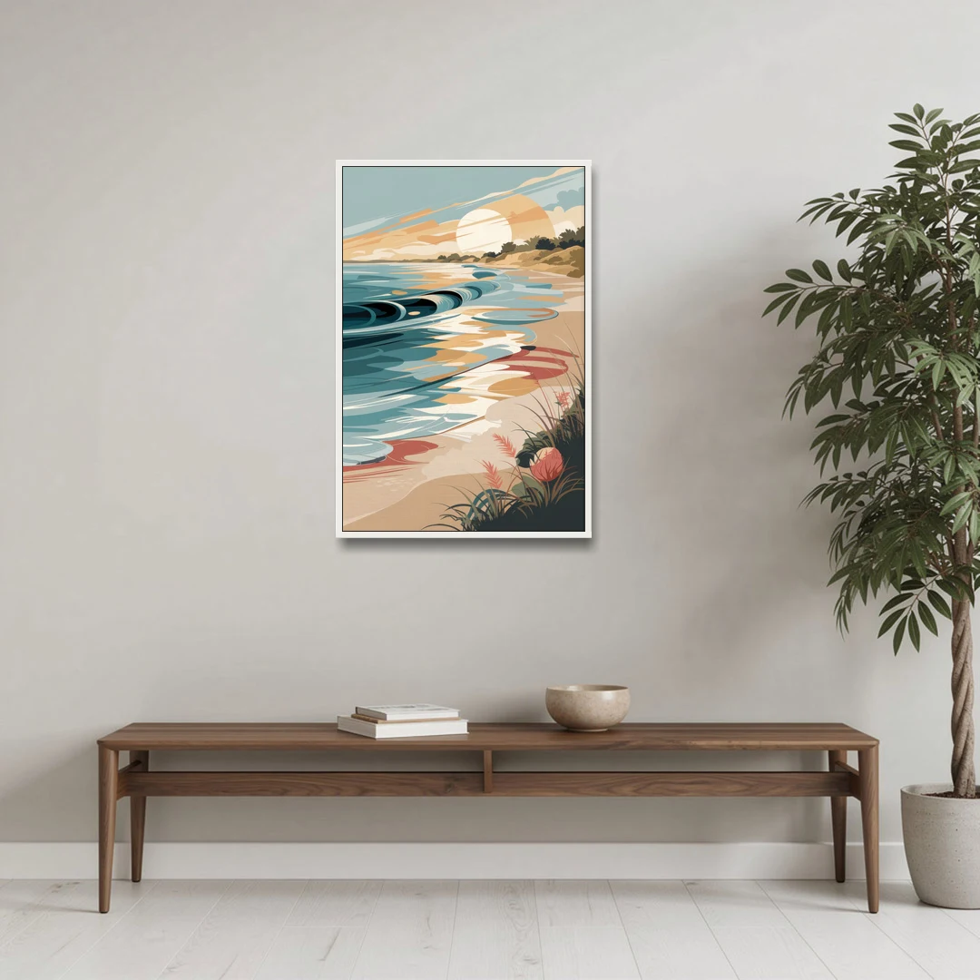 Fort Lauderdale Surf and Sand - White Framed Canvas Wall Art - Coffee Table - 24x36