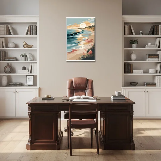 Fort Lauderdale Surf and Sand - White Framed Canvas Wall Art - Office - 24x36