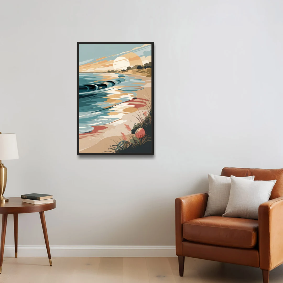 Fort Lauderdale Surf and Sand - Black Framed Canvas Wall Art - Sofa - 24x36