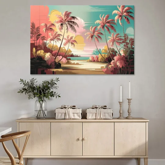 Fort Lauderdale Tropical Palm Trees - Canvas Wall Art - Coffee Table - 60x40