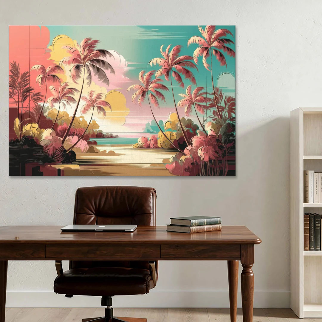 Fort Lauderdale Tropical Palm Trees - Canvas Wall Art - Office - 60x40