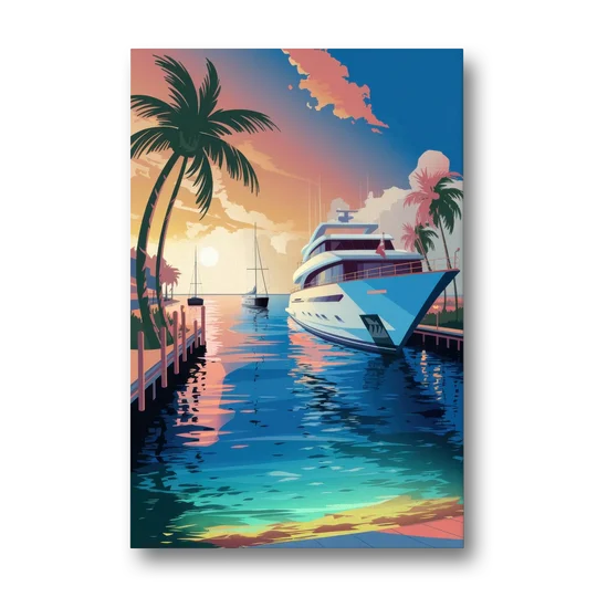 Fort Lauderdale Yacht Harbor - Canvas Wall Art - Front